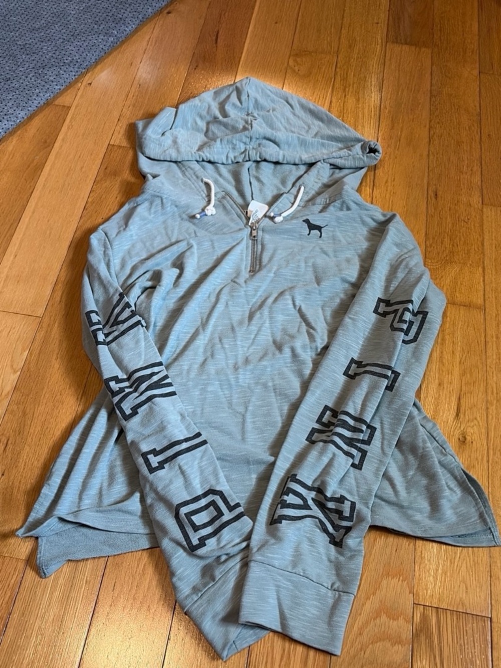 PINK Victoria's Secret Seafoam Half-Zip Hoodie with Logo Trim